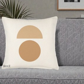 Perna Decorativa Geometric Minimalist Auriu, 40x40 cm, Crem Reliefat, Husa Detasabila, Perna Inclusa, BEKZ®