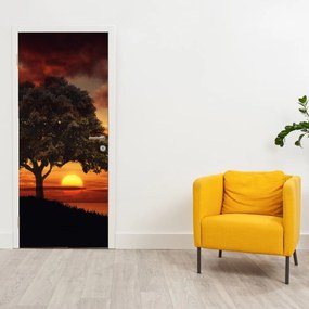 Fototapet pentru ușă - Copac cu apus de soare (95x205cm)