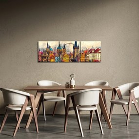 Tablou - Toamna în orașul pictat (cu ceas) (90x30 cm)