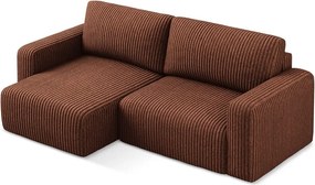 Colțar teracotă extensibil/cu spațiu de depozitare cu tapițerie din catifea reiată (cu colț pe partea stângă/cu șezlong) Kona – Makamii