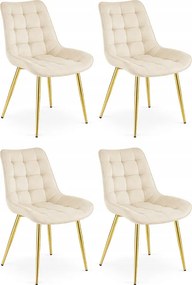 OFERTA Scaun de catifea bej deschis BERA cu picioare aurii II. calitate