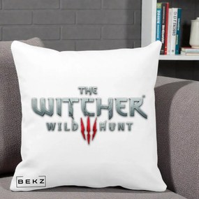 Perna Personalizata The Witcher 3 Wild Hunt, 40x40 cm, Alba Mata, Husa Detasabila, Perna Inclusa, BEKZ®