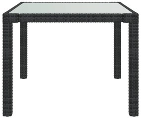 Masa gradina, negru, 90x90x75 cm,sticla securizata si poliratan 1, Alb si negru, 90 x 90 x 75 cm