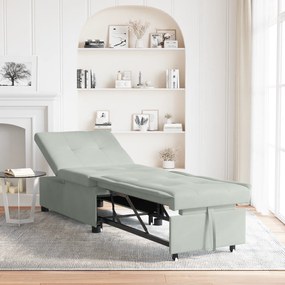 vidaXL Canapea Pat Design 3-în-1 Gri Deschis din Catifea