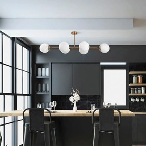 Plafonieră albă/aurie cu abajur din sticlă 40x110 cm Fazli – Opviq lights