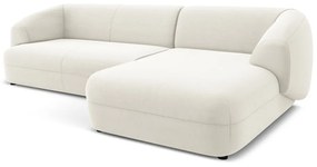 Colțar alb cu tapițerie din catifea (cu colț pe partea dreaptă) Moana – Makamii