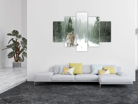 Tablou cu leopard în zăpadă (150x105 cm)