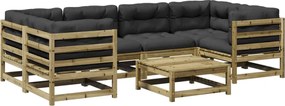 vidaXL Set canapele grădină cu perne, 7 piese, lemn de pin tratat