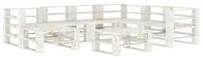 3052168 vidaXL Set mobilier grădină din paleți,alb, 8 piese, lemn