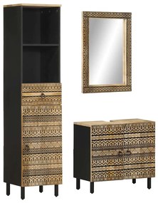 vidaXL Set mobilier de baie, 3 piese, lemn masiv de mango