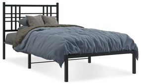 376320 vidaXL Cadru de pat din metal cu tăblie, negru, 107x203 cm