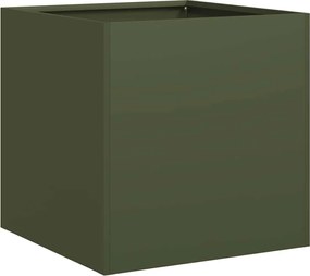 vidaXL Jardinieră, verde măsliniu, 40x40x40 cm, oțel laminat la rece