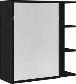 vidaXL Dulap cu oglindă pentru baie Stejar Negru 62,5 x 20,5 x 64 cm
