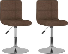 vidaXL Scaune de bucătărie pivotante, 2 buc., maro, material textil
