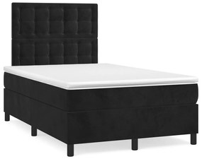 3270021 vidaXL Pat box spring cu saltea, negru, 120x190 cm, catifea