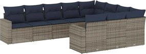 vidaXL Set canapele de grădină cu perne, 10 piese, gri, poliratan