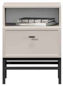 Noptieră Lorini 45 cm cu sertar - cașmir / mâner negru T-bar / cadru