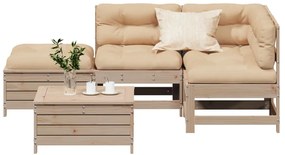 3250708 vidaXL Set mobilier de grădină cu perne, 5 piese, lemn masiv de pin