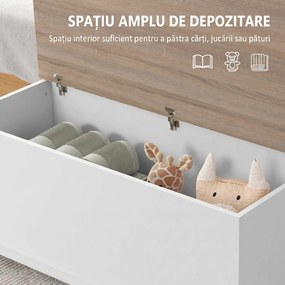 HOMCOM Bancă multifuncțională din lemn pentru dormitor și hol, alb, 100x40x40 cm | Aosom Romania