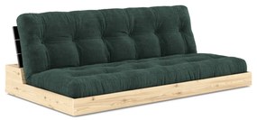 Canapea verde-închis extensibilă cu tapițerie din catifea reiată 196 cm Base – Karup Design
