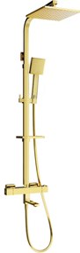 Mexen CQ45 set cadă-duș cu pară de tip ploaie și baterie termostatică, Aurie - 779104595-50