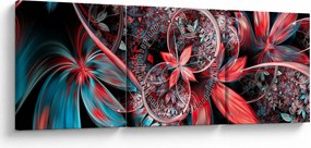 Tablou abstract cu flori exotice (cu ceas) (90x30 cm)