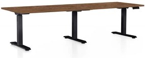 Masă înălțime reglabilă OfficeTech Long, 240 x 80 cm, picioare negre, stejar silverjack