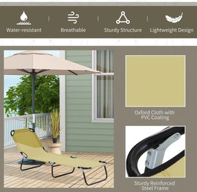 Outsunny Sezlong Pliabil pentru Gradina cu Spatar Ajustabil 5 Pozitii din Otel si Tesatura Oxford 188x56x28 cm Bej | Aosom Romania