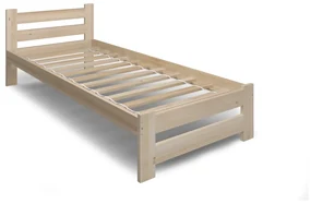 Supermobel Pat din lemn masiv EUREKA + saltea din spumă COMFORT 14 cm + somiera GRATUIT, 120x200, alb