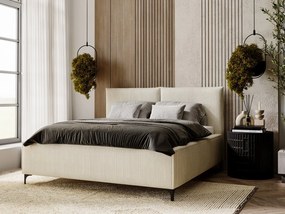 Pat matrimonial 160 cm Camtana (crem + Negru) (cu somieră) (cu sp. depozitare). Promo -17%. 1104209