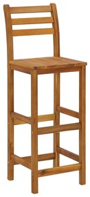 Set mobilier de bar de gradina, 5 piese, lemn masiv de acacia Scaune de bar cu spatar, 5