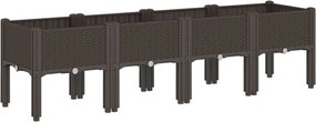 vidaXL Jardinieră de grădină cu picioare, maro, 160x40x42 cm, PP