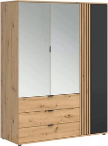 Dulap VABRES, stejar artisan/negru mat, PAL laminat, 151x56x196 cm