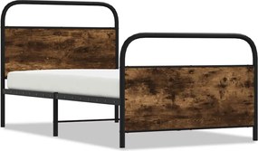 vidaXL Cadru de pat fără saltea 100x190 cm Stejar fumuriu