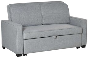 HOMCOM Canapea extensibila 2 locuri, cu spatar reglabil pe 3 niveluri, pentru Sufregerie, din material textil, 154x87x89cm, gri | Aosom Romania