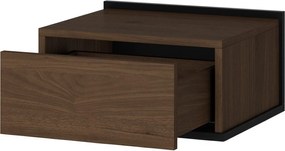 Noptieră suspendată Zenar cu sertar 50 cm - nuc elegant / negru