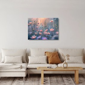 Tablou pe sticlă - Flori în culori pastelate (70x50 cm)