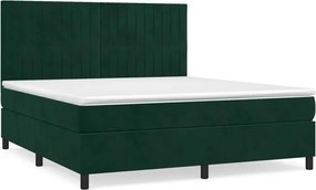 vidaXL Pat box spring cu saltea, verde închis, 180x200 cm, catifea