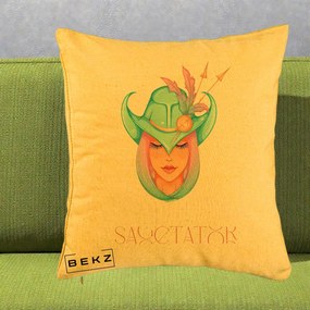 Perna Personalizata Zodiac Sagetator Cowgirl, 40x40 cm, Galben, Husa Detasabila, Perna Inclusa, BEKZ®