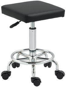 HOMCOM Taburet cu rotile cu înălțime reglabilă 50-66 cm și suport pentru picioare, pentru masaj, tatuaj, clinică, spa, negru | Aosom Romania