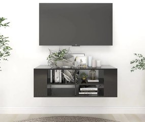 806245 vidaXL Dulap TV montat pe perete, negru extralucios, 102x35x35 cm, PAL