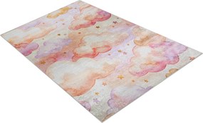 BAMBINO 61510 covor lavabil Nori, stele, pentru copii anti-alunecare - cremă / roz