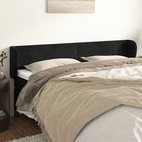 vidaXL Tăblie de pat cu aripioare negru 183x23x78/88 cm catifea