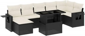 vidaXL Set mobilier de grădină cu perne, 8 piese, negru, poliratan