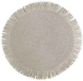 Covoraș rotund în stil boho cu franjuri - set de masă 38 cm Alb