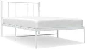 352525 vidaXL Cadru de pat din metal cu tăblie, alb, 107x203 cm