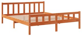 844400 vidaXL Cadru de pat cu tăblie, maro ceruit, 180x200 cm, lemn masiv pin