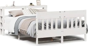 vidaXL Cadru de pat fără saltea, alb, 140x190 cm, lemn masiv de pin