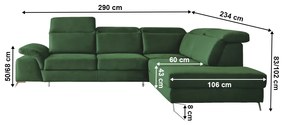 Set canapea, ţesătură smarald Monolith, dreapta, ALVARO