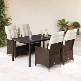 vidaXL Set mobilier de grădină, 5 piese, cu perne, maro, poliratan
